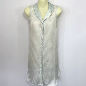 Halston Button Down Mint Green Mini Dress Tunic Sz Sm Exce…